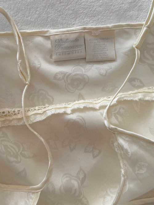 Delicates White Brocade Satin Slip Size M