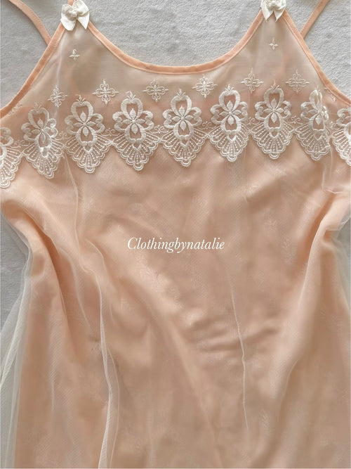 Coquette Orange Sheer Chiffon Slip Size M