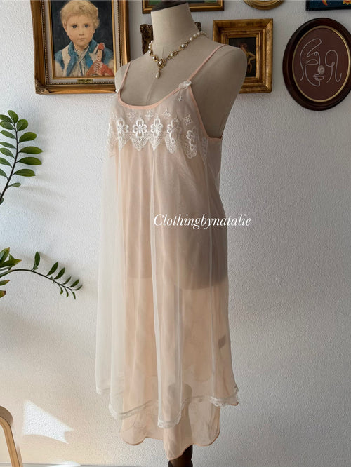 Coquette Orange Sheer Chiffon Slip Size M