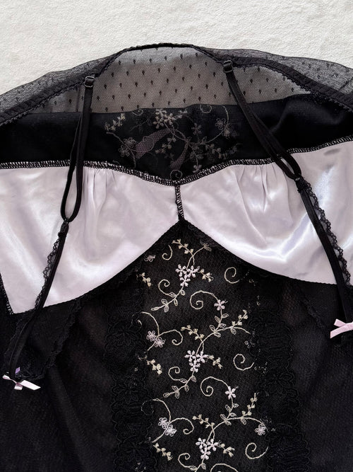 Embroidery Black Lace Slip Size S