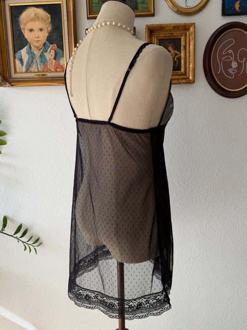 Embroidery Black Lace Slip Size S