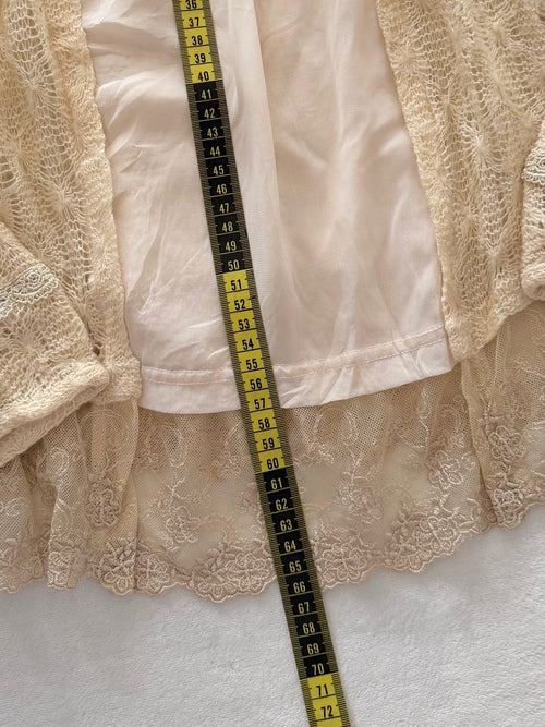 Yellow Knit Lace Blouse Size S