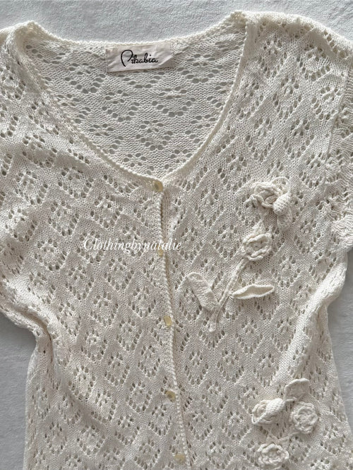 Cream Knit Short Cardigan Size S
