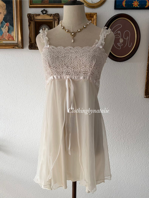 Coquette Cream Nylon Babydoll Size S