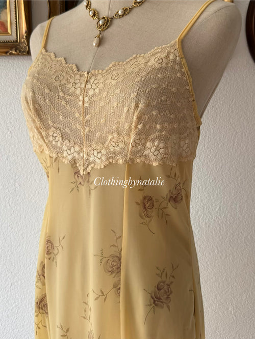 Mustard Sheer Mesh Slip Size M