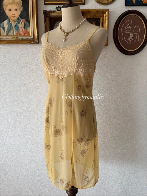 Mustard Sheer Mesh Slip Size M