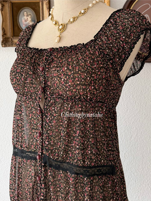 Floral Sheer Mesh Babydoll size S