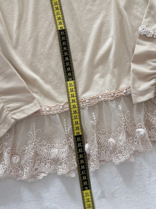Cream Jersey Long Sleeve Blouse Size S