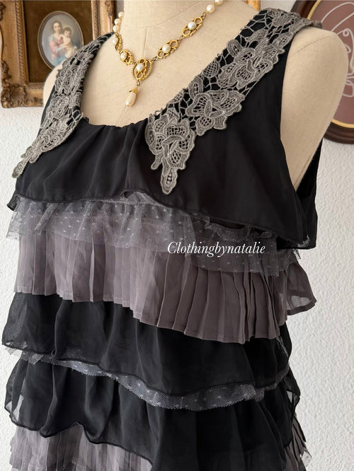Black Ruffle Body Dress Size S