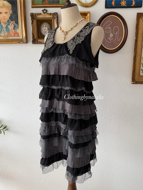 Black Ruffle Body Dress Size S
