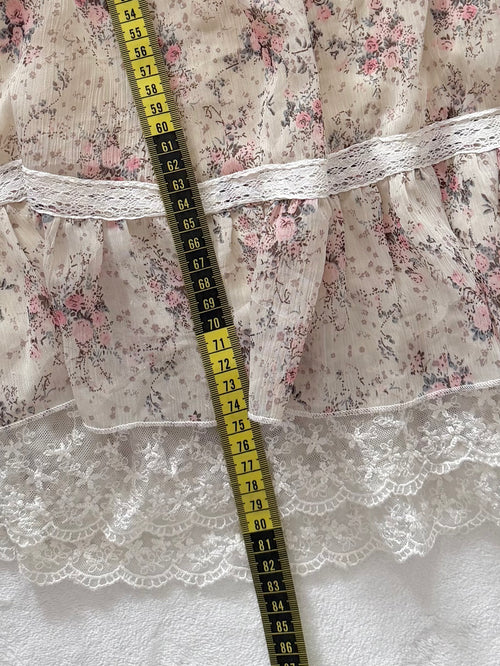 Floral Beige Chiffon Babydoll Size S/M