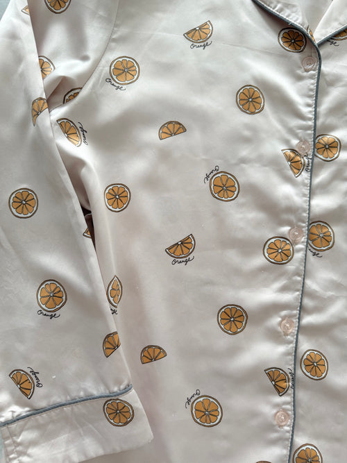 Orange Poly Satin Pyjama Set size S