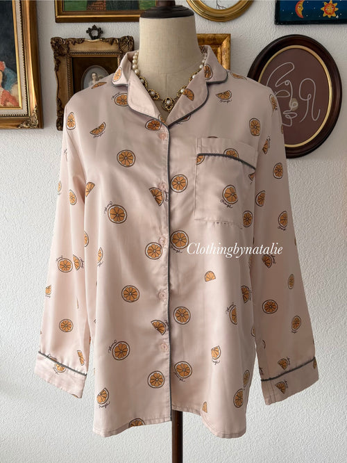 Orange Poly Satin Pyjama Set size S