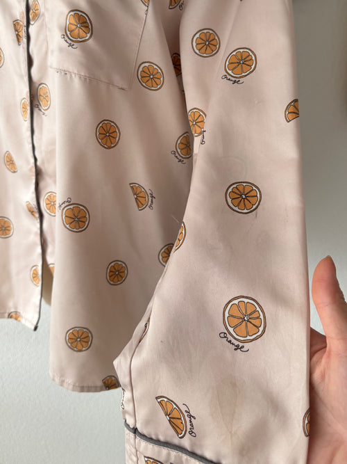 Orange Poly Satin Pyjama Set size S