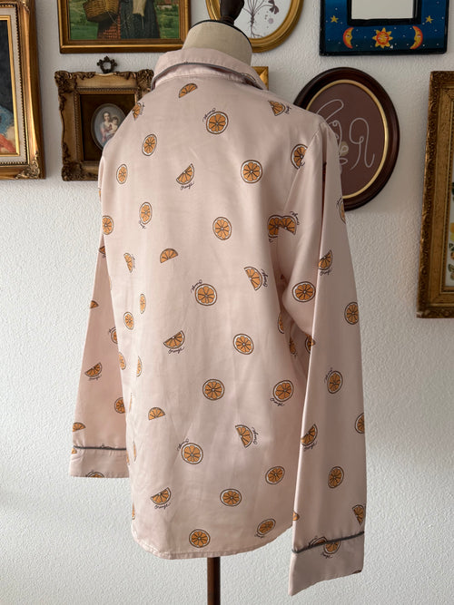 Orange Poly Satin Pyjama Set size S
