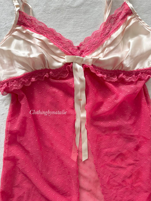 Hot Pink Mesh Lingerie Size S
