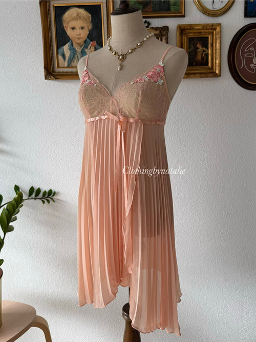 Orange Pleated Chiffon Babydoll Size S