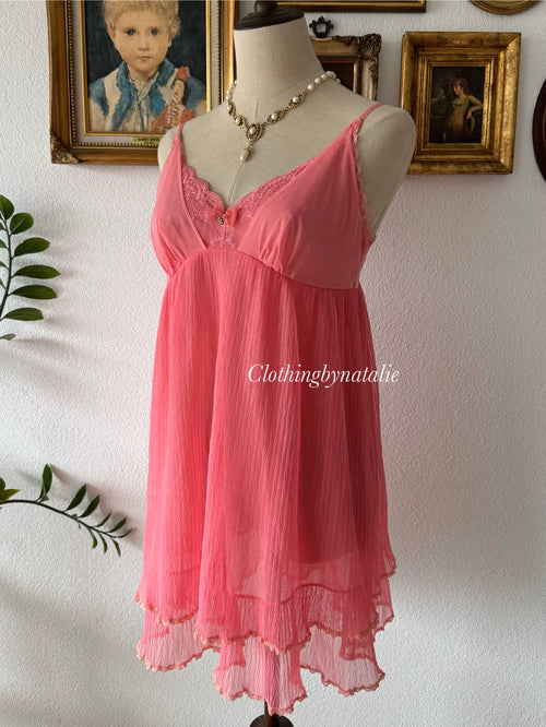 Hot Pink Mesh Babydoll Size M