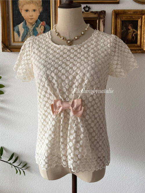 Coquette Cream Lace Blouse Size S
