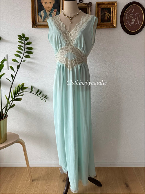 Gotham Blue Nylon Maxi Gown Size M