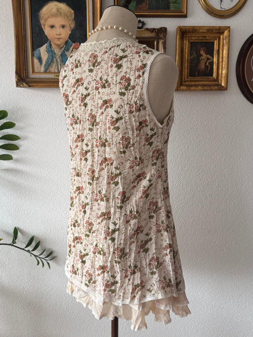 Y2K Floral Beige Chiffon Babydoll Size S