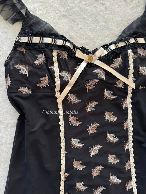 Fairy Black Lace Slip Size S