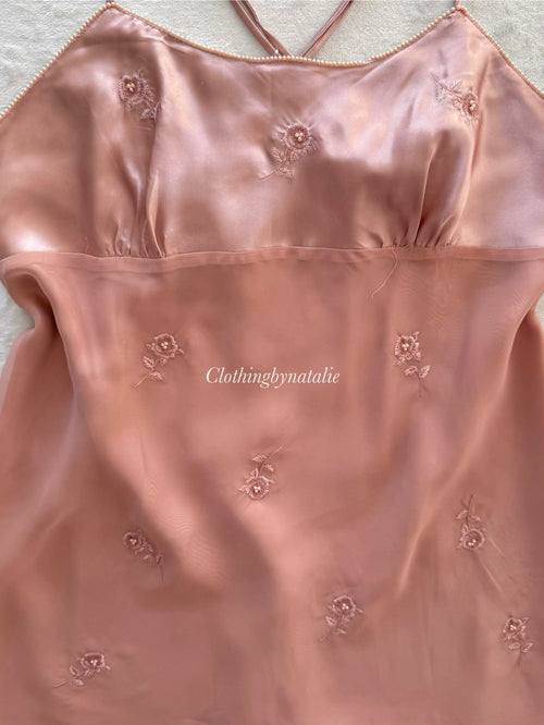 Valerie Stevens Brown Chiffon Satin Slip Size M