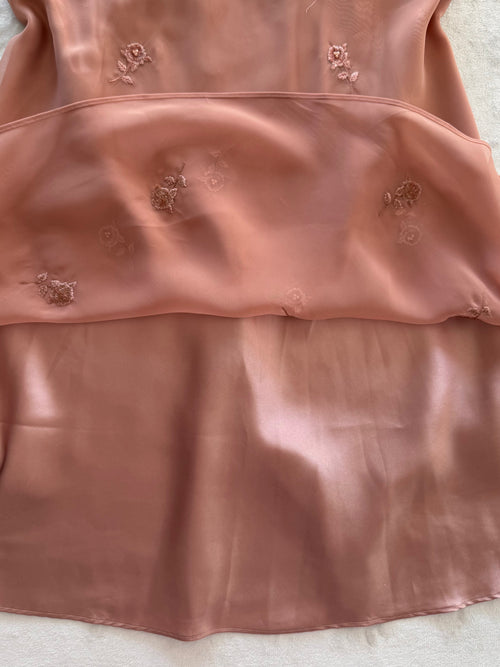 Valerie Stevens Brown Chiffon Satin Slip Size M