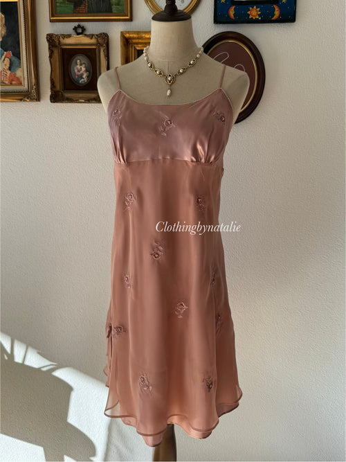 Valerie Stevens Brown Chiffon Satin Slip Size M