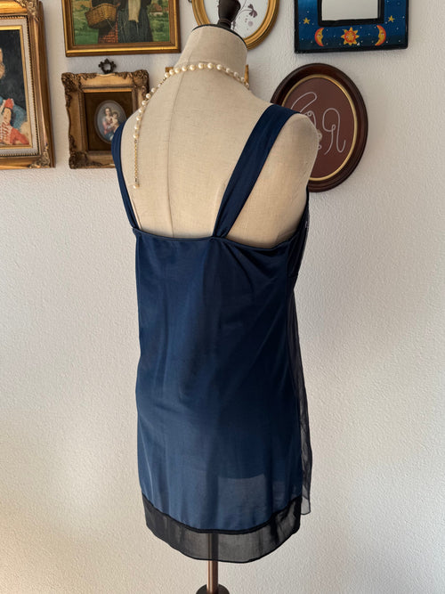 Floral Navy Nylon Mini Dress Size S