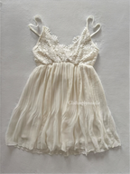 Y2K Cream Pleated Chiffon Babydoll Size S