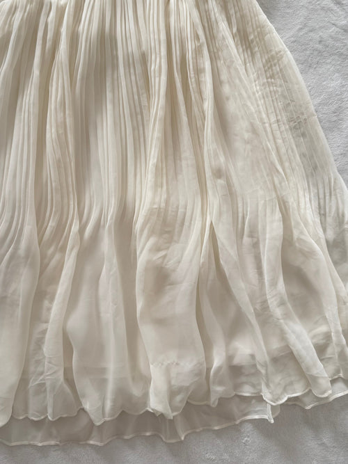Y2K Cream Pleated Chiffon Babydoll Size S
