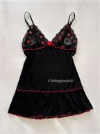 Whimsical Black Mesh Slip Size S