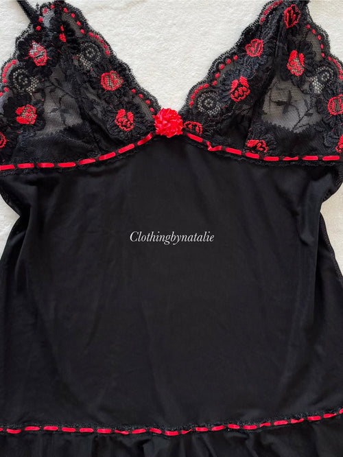 Whimsical Black Mesh Slip Size S