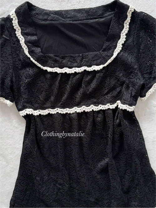 Cute Black Knit Babydoll Dress Size S
