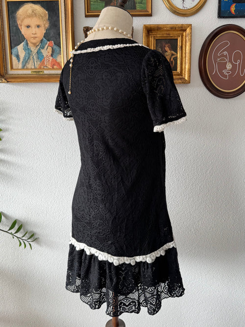 Cute Black Knit Babydoll Dress Size S