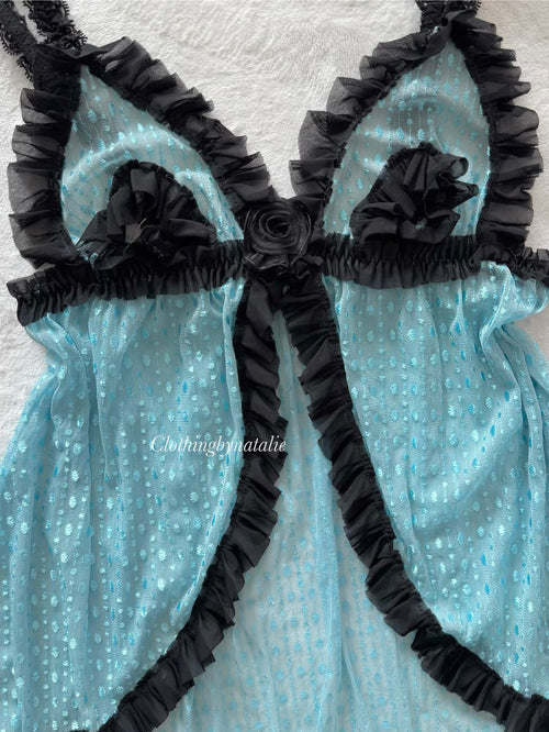 Blue Mesh Babydoll Size M