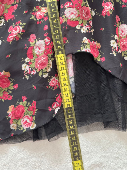Japanese Black Floral Chiffon Babydoll Size XL