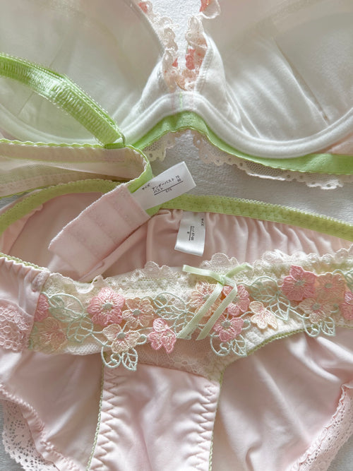Japanese Pink Floral Lingerie Set Size 80B (Pre-order other sizes in description)