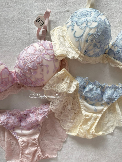 Japanese Floral Blue Lingerie Set Size 75C