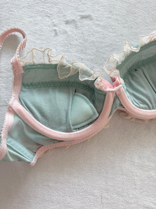 Fairy Green Floral Chiffon Bra Size 70B