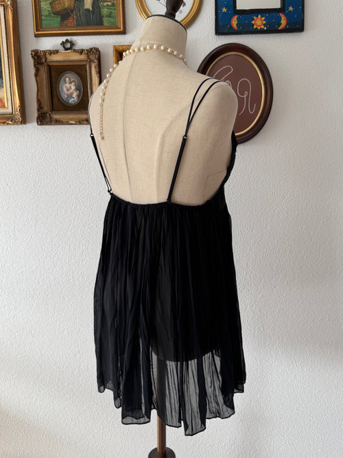 Victoria’s Secret Black Pleated Chiffon Babydoll size M