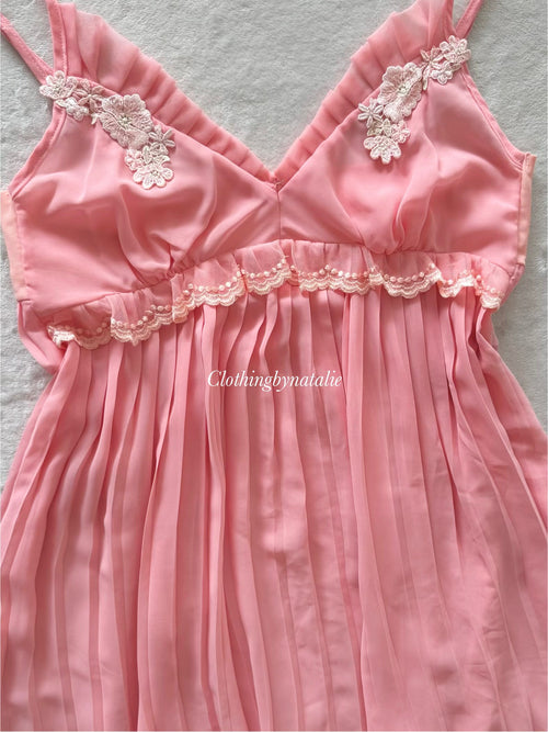Pleated Pink Chiffon Babydoll Size S
