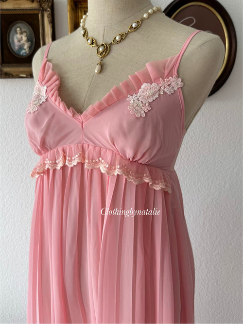 Pleated Pink Chiffon Babydoll Size S