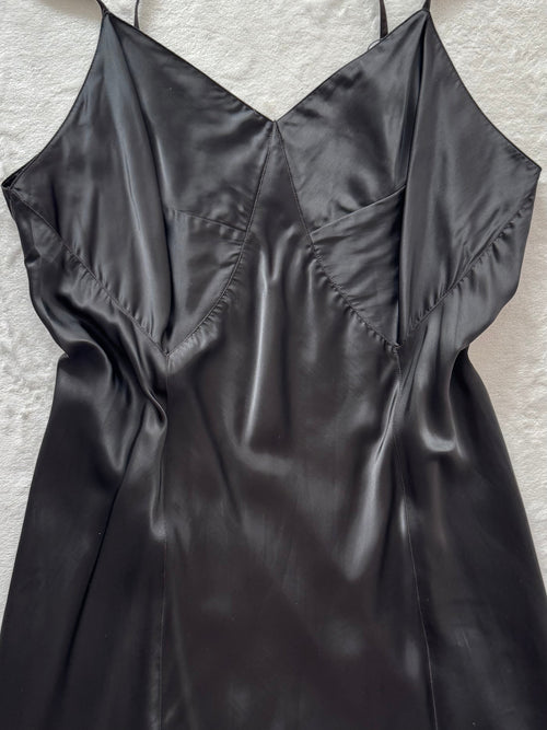 Barbizon Black Rayon-Nylon Nightgown Size M
