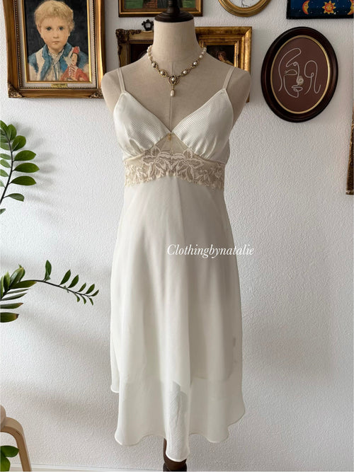 White Chiffon Satin Slip Size S