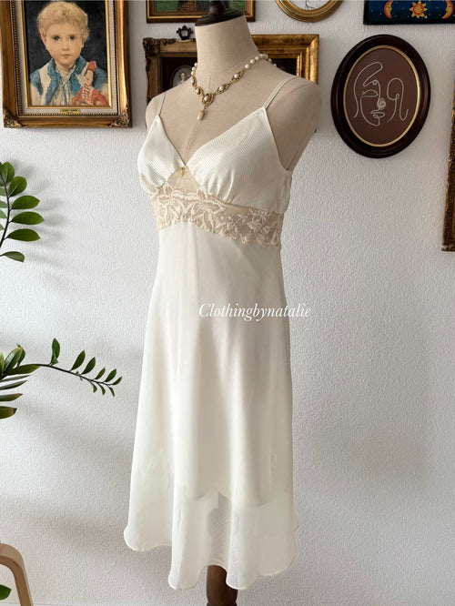 White Chiffon Satin Slip Size S