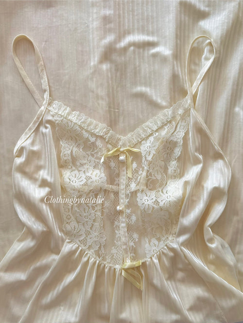 Bernette Yellow Nylon Maxi Nightgown Size S/M