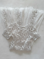 Embroidery White Sheer Beach Dress Size S