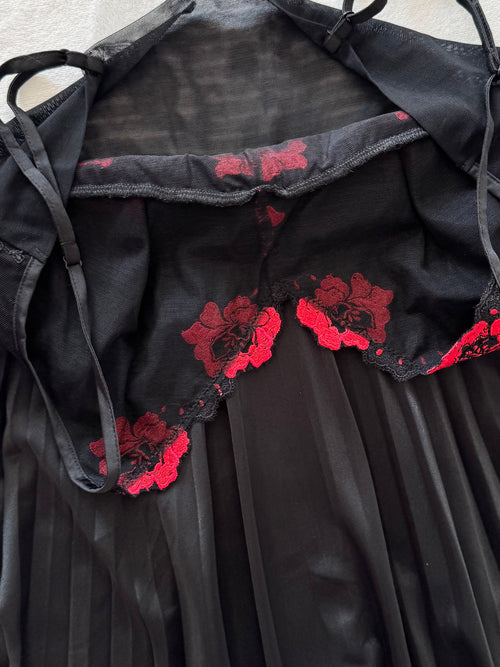 Black Pleated Nylon Gown Size S